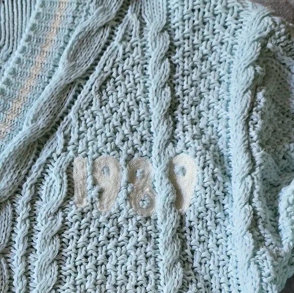 Taylor Swift Inspired 1989 Light blue Knit Cardigan Size Medium - Picture 9 of 9